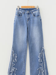 Ashleigh Blue bestickte Western Print Flare-Jeans in voller Länge – Damesmode Afbeelding 4 - Miniatuur