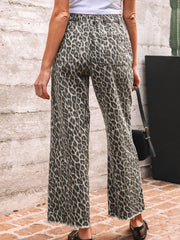Gula leopardjeans med raka lösa ben - Miniatuur