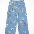 Himmelblo retro Blummenmuster mat ausgefranstem Saum Shift-Jeans - Foto 5