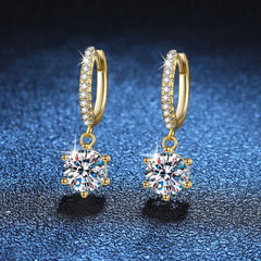 1 Carat 925 Sterling Silver Moissanite Drop Earrings