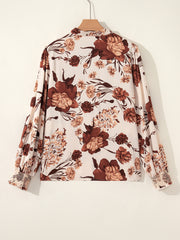 Camisa de manga poeta con estampado floral marrón - Imagen de moda femenina 6 - Miniatuur