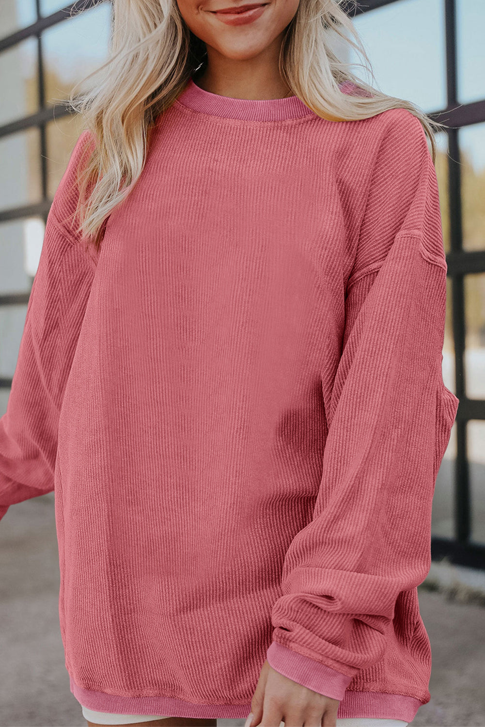 Smoke Gray ribbelagt fløjlssweatshirt i oversized sweatshirt
