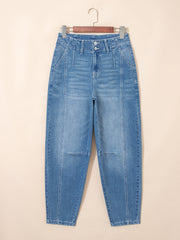 Jeans a canne con polsette Blu Cielo Medium Wash - Miniatuur