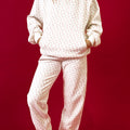 Ensemble de pantalons de survêtement à poche kangourou à poche kangourou rose - Foto 1