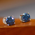 2 Carat Moissanite Four-Prong Platinum-Plated Earrings | Redblad 18K Solid Gold & Certified Diamond Earrings