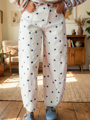 Blau maßgeschneiderte Polka-Punkt-Muster Casual Jeans – Damenmode Bild 3 - Miniatuur