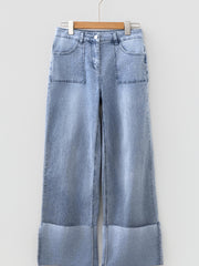 Jeans larghi da donna Beau Blue Turn-up Cuffs - Immagine Moda Femminile 7 - Miniatuur