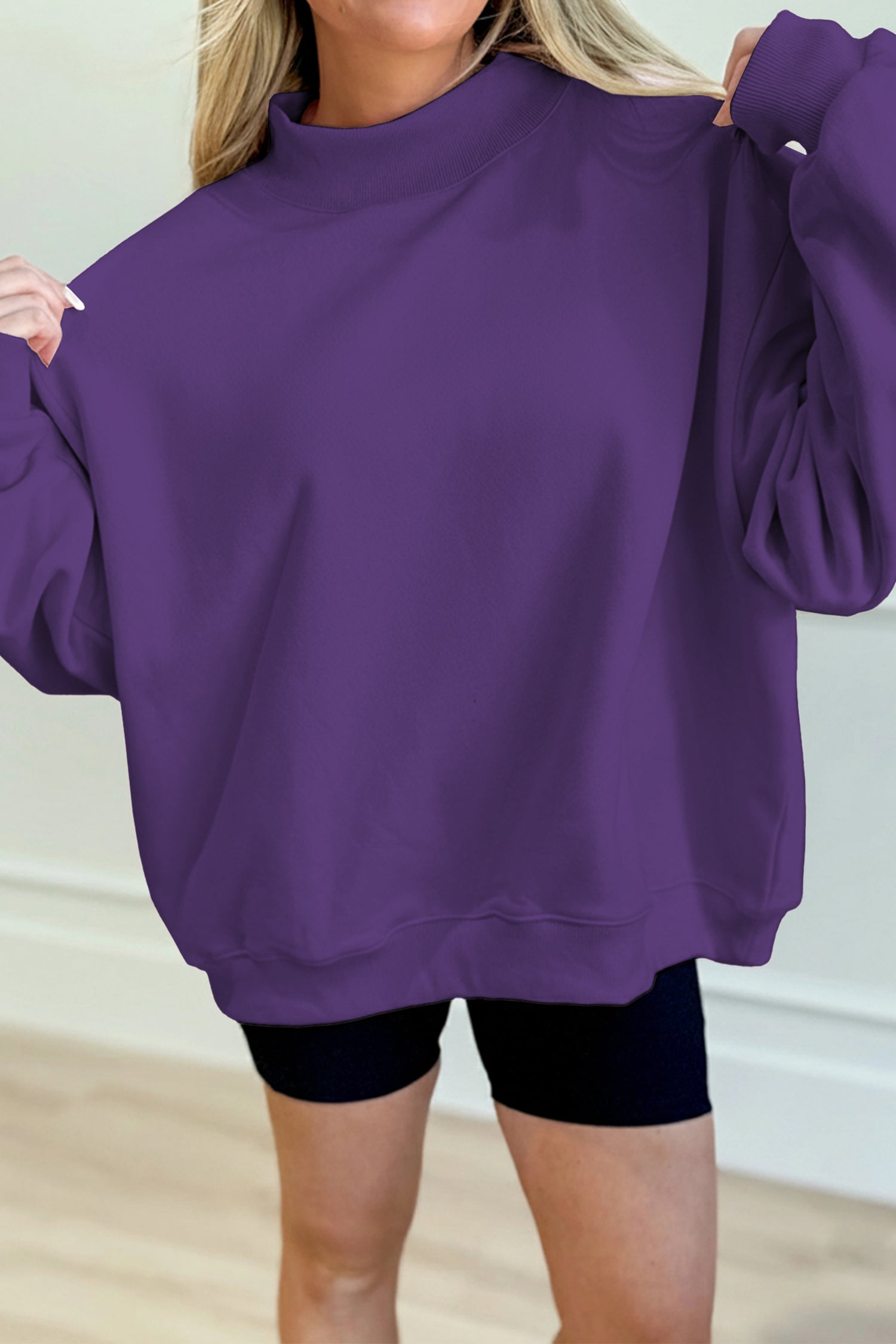 Grå ensfarvet oversized mock neck sweatshirt