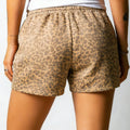 Khaki Leopard Drawstring Elastic Waist Star Patched Shorts - Foto 2
