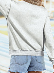 Hellgrauer FOOTBALL GAMEDAY doppelseitiger bedruckter hochausgeschnittener reversibler Pullover - Miniatuur