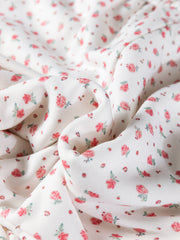 Pink Floral Print Kangaroo Pocket Hoodie Sheath Sweatpants Set - Miniatuur
