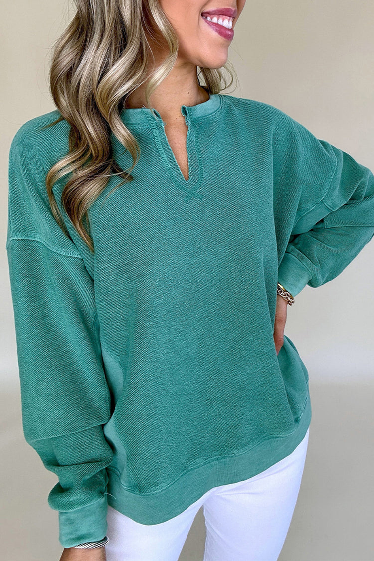 Skobeloff einfarbiger Pullover mit gekerbtem Ausschnitt und Schultern - Damesmode