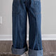 Blauw Stripe Contrasted met Trekkoord Zakkened Luchtige Jeans
