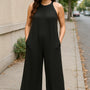 Double Take Full Size Tie Back Cutout Sleeveless Jumpsuit