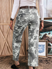 Jeans Shift en Coton Moulant Motif Camo vert - Miniatuur