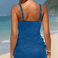 Himmelblo geribte gestréckte gekräizte Detail Tanktop Skort 2 Stéck Schwammkostüm - Foto 2
