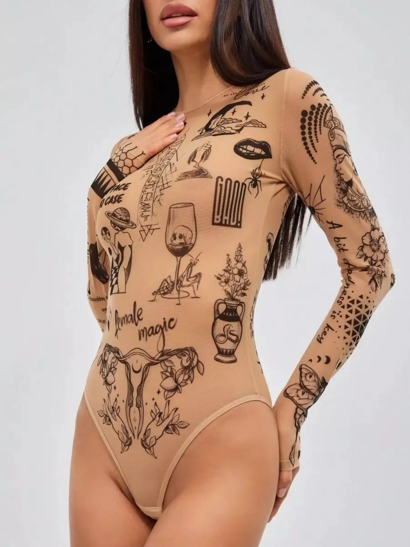 Printed Long Sleeve Bodysuit - Luxe Damesmode & Kleding Collectie | Redblad Nederland
