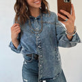 Dusk Blue Western Langarmhemdkragen Tunika-Jeansjacke - Foto 4