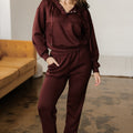 Chicory Coffee Button Drawstring Cropped Hoodie Jogger 2pcs Set - Foto 6