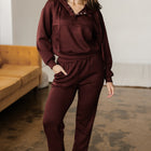 Chicory Coffee Button Drawstring Cropped Hoodie Jogger 2pcs Set - Thumbnail