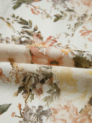 Jeans beige stile vintage a fiori a vita alta e gamba larga - Miniatuur