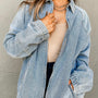 Myosotis-Gummijacke mit Kragenkragen und Reißverschluss-Jeansjacke mit Tasche