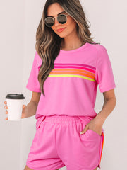 Beau Blue Blue Striped Patch Casual Casual - Immagine di Moda Femminile 4 - Miniatuur
