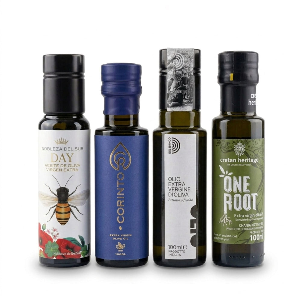 Premium Olijfolie Proeverij Set – 4x100ml &ndash; 100% Zuiver Ayurvedisch Koper (950ml) | RedBlad