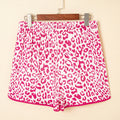 Rosa Leopard Elastesch Tailleband Schnürung Kontrast Trim Casual Shorts - Foto 5