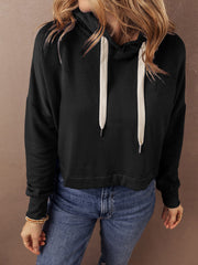 Påserosa Solid Shoulder Dragsko Kort hoodie - Miniatuur