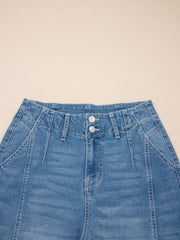 Jeans a canne con polsette Blu Cielo Medium Wash - Miniatuur