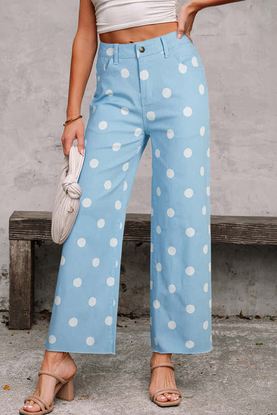 Jeans Raw Low Down à pois à pois bleu ciel