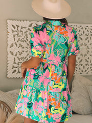 Robe babydoll à manches bouffantes verte à manches bouffantes - Miniatuur