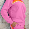Bonbon Striped Accent Pullover and Shorts Two Piece Casual Set - Damesmode Afbeelding 3 - Foto 3