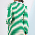 Grün gestreiftes Kontrastkragen-Minikleid mit langärmligem Split Neck - Foto 2