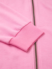 Sachet rose uni, veste à capuche à cordon nervuré - Miniatuur