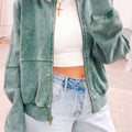 Evergreen Mineral Wash con cremallera y chaqueta abierta estilo chaqueta de algodón - Foto 1