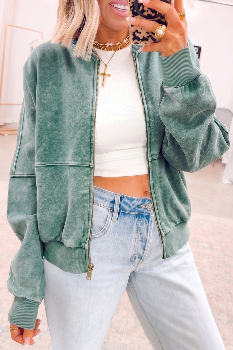 Evergreen Mineral Wash con cremallera y chaqueta abierta estilo chaqueta de algodón - Damesmode