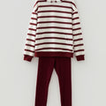 Sudadera con sudadera de rayas rojas y pantalones lisos de canaladura 2 piezas conjunto - Foto 5