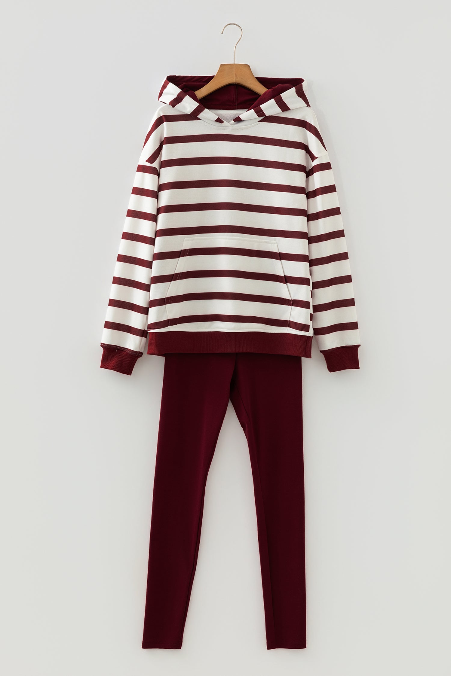 Felpa a righe rosse felpa a coste pantaloni lissi 2 pezzi Set