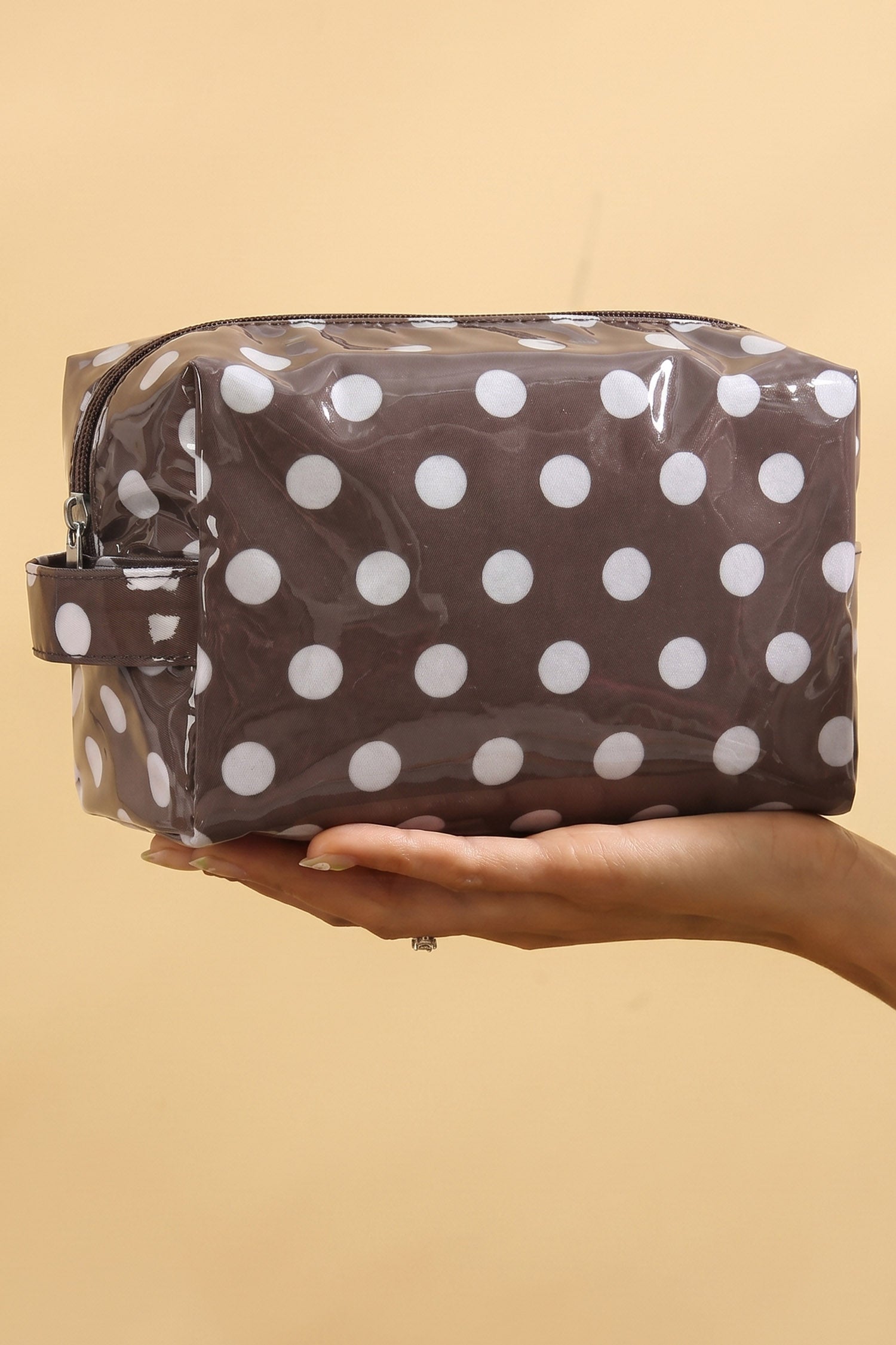 Hellrosa, langlebige PVC-Polka Dot Make-up-Tasche