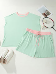 Dos pantalones cortos de cordón con borsillo color Clar talla plus talla Aqua - Miniatuur
