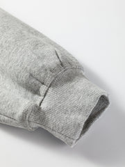 Gray Contrast Rope Drawstring Ruffle Trim Drop Shoulder Baggy Hoodie - Miniatuur