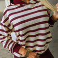 Sudadera con sudadera de rayas rojas y pantalones lisos de canaladura 2 piezas conjunto - Foto 3
