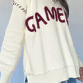 Beige Drop Shoulder Game Day Letter Print Pullover Sweater - Damesmode Afbeelding 6 - Foto 6