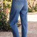 Ashleigh Blue Drawstring Waist Ankle Length Casual Jeans Regular Fit Pocket Detail Denim Pants - Damesmode Afbeelding 3 - Foto 3