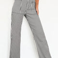 Black Stripe Patch Pocket High Waist Shift Denim Jeans - Damesmode Afbeelding 1 - Foto 1