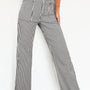 Black Stripe Patch Pockets High Waist Shift Denim Jeans