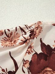 Camisa de botones con estampado floral marrón y manga poeta - Imagen de moda femenina 8 - Miniatuur