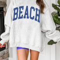 Hellgrauer Pullover mit Mock-Neck-Grafikdruck, drehbarer Pullover - Foto 3